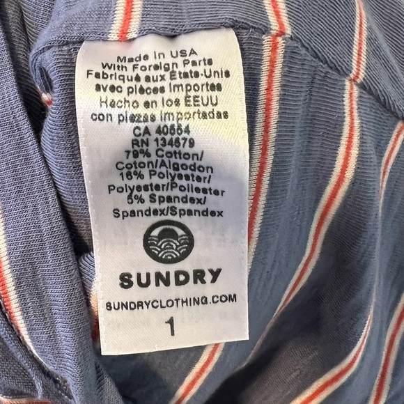 Anthropologie Sundry Striped V Neck Ruched Dress - Picture 7 of 11